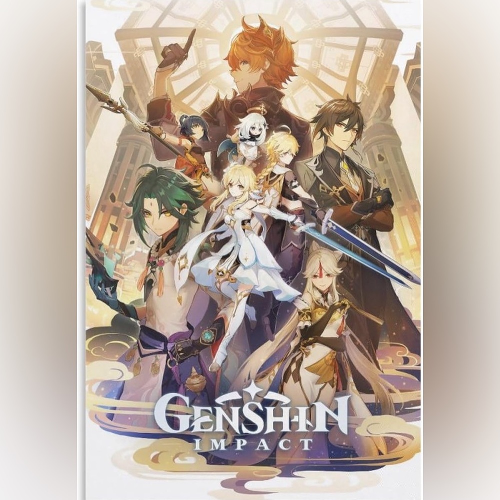 Genshin impact game anime canvas poster 12x18
